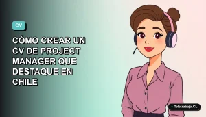 Ilustración plana vectorial de una mujer profesional de tecnología trabajando de forma remota, con un fondo de gradiente azul verdoso.