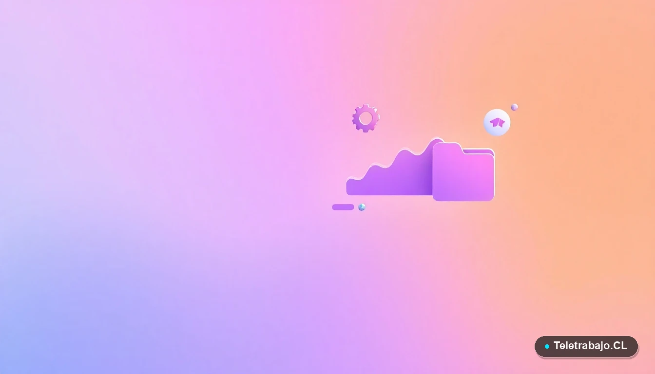 Elementos abstractos de interfaz de usuario tecnológica con gráficos y engranajes flotantes, estilo ilustración plana.