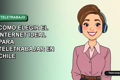 Guía definitiva para elegir el mejor internet para teletrabajar en Chile, ilustración plana de trabajadora remota feliz