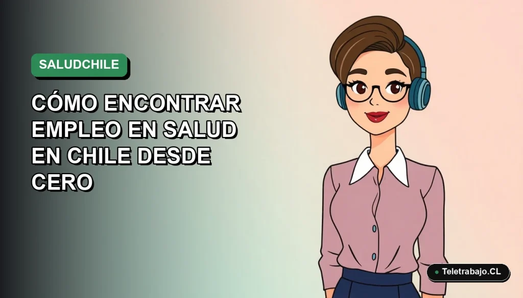 Guía definitiva para encontrar trabajo en el sector salud en Chile, ilustración plana corporativa de mujer profesional.