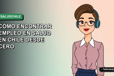 Guía definitiva para encontrar trabajo en el sector salud en Chile, ilustración plana corporativa de mujer profesional.