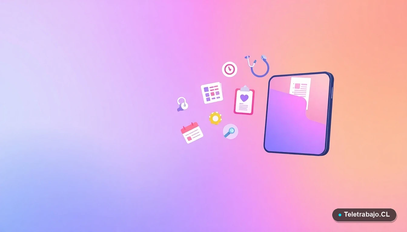 Iconos abstractos de interfaz de usuario con elementos médicos y de organización, estilo ilustración plana.