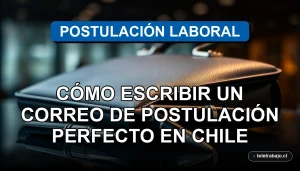 Guía para escribir un correo de postulación perfecto en Chile, con ejemplo visual de un entorno profesional de alto nivel.