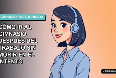 Ilustración plana de mujer profesional con blusa azul y corte de pelo bob, sobre fondo degradado azul verdoso, para guía de rutina post-laboral.