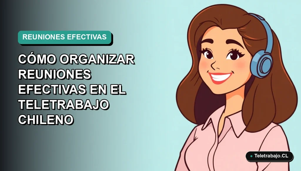 Ilustración plana corporativa de mujer chilena teletrabajando sonriendo, fondo gradiente azul verdoso vacío.