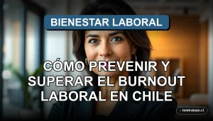 Guía para prevenir y superar el agotamiento laboral o burnout en el trabajo en Chile, concepto de salud mental y equilibrio.
