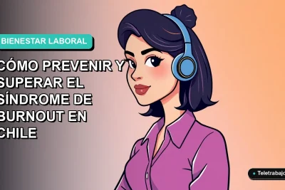 Ilustración vectorial plana de una mujer profesional chilena con expresión tranquila, sobre un fondo degradado suave de color aguamarina, representando la superación del agotamiento laboral.