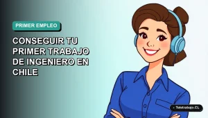 Ilustración plana vectorial de una mujer ingeniera sonriente con blusa azul, sobre un fondo degradado suave de color verde agua. Espacio negativo a la izquierda.