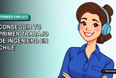 Ilustración plana vectorial de una mujer ingeniera sonriente con blusa azul, sobre un fondo degradado suave de color verde agua. Espacio negativo a la izquierda.