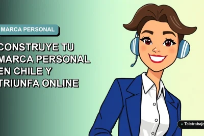 Ilustración vectorial plana de una mujer profesional chilena sonriente, con camisa blanca y chaqueta azul, sobre un fondo degradado suave azul verdoso. Espacio negativo a la izquierda.