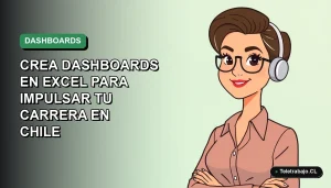 Guía definitiva para crear dashboards profesionales en Excel y mejorar tu carrera en Chile, ilustración plana corporativa.