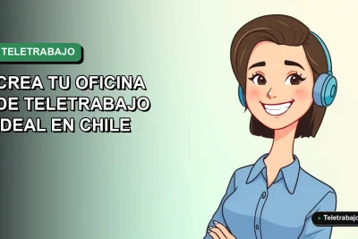 Ilustración vectorial plana de una mujer chilena trabajando remotamente con una sonrisa, fondo con gradiente suave de verde agua, estilo Corporate Memphis.