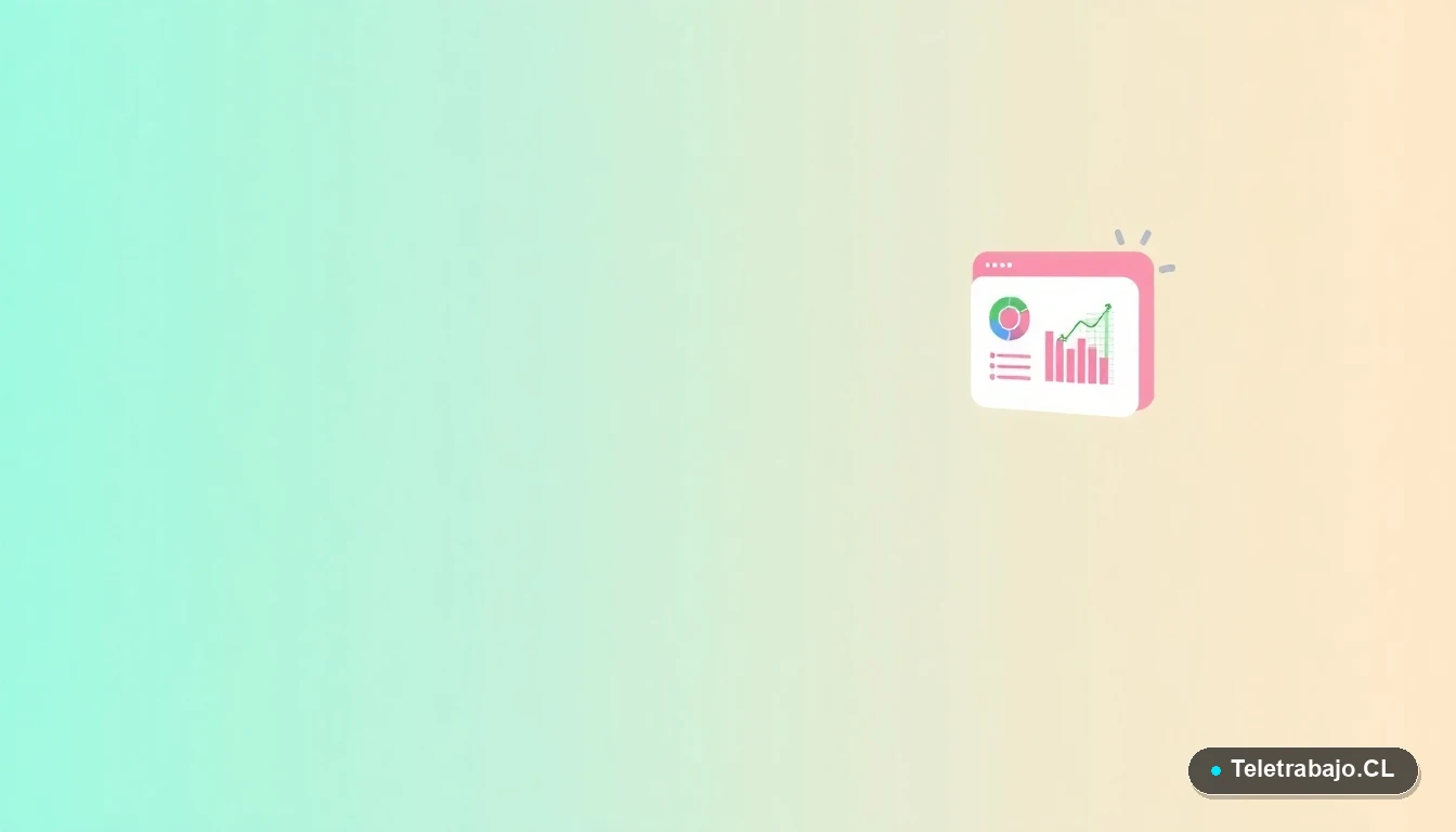 Interfaz de usuario abstracta con iconos planos de Excel, gráficos y engranajes, sobre un fondo degradado de verde menta a azul teal, representando la automatización de facturas.