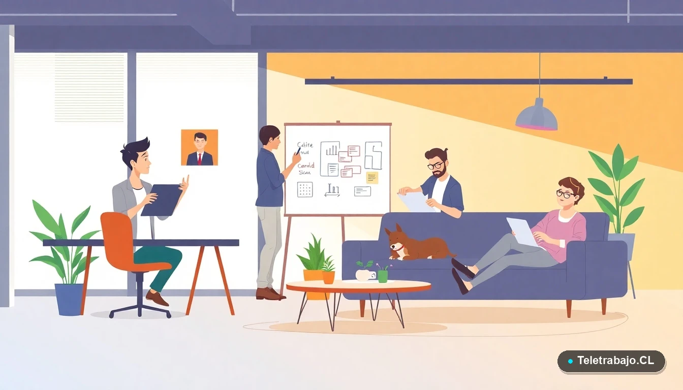 Profesionales trabajando en un moderno espacio de coworking en Santiago de Chile