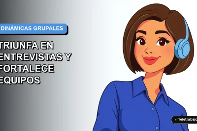 Ilustración plana corporativa de una mujer profesional chilena con blusa azul y corte bob, sobre fondo degradado azul y blanco, representando dinámicas de equipo modernas.