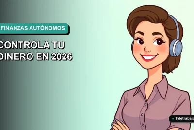 Ilustración plana corporativa de una mujer profesional autónoma chilena sonriente, con fondo degradado azul verdoso. Representa el control financiero para trabajadores independientes.