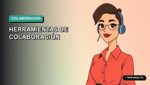 Ilustración vectorial plana de estilo Corporate Memphis de una mujer profesional chilena teletrabajando, con fondo degradado moderno en tonos verdes.