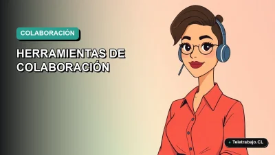 Ilustración vectorial plana de estilo Corporate Memphis de una mujer profesional chilena teletrabajando, con fondo degradado moderno en tonos verdes.