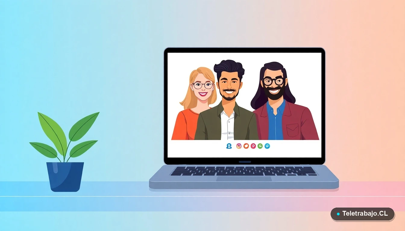 Equipo chileno en videollamada usando herramientas de colaboración para teletrabajo