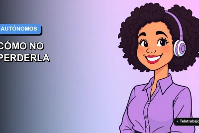 Ilustración vectorial plana de una trabajadora autónoma feliz con un fondo degradado azul y morado, representando la guía definitiva de la tarifa plana en Chile 2026.