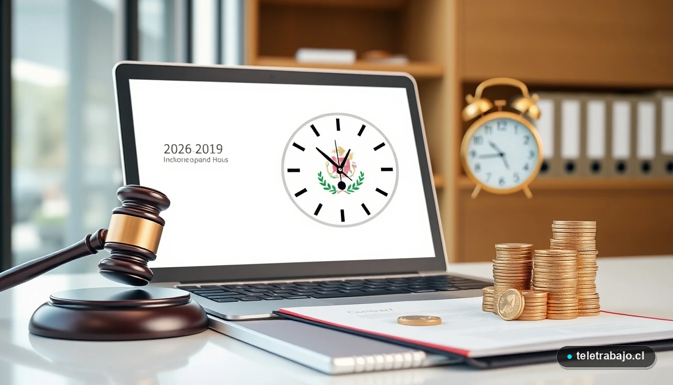 Infografía sobre las leyes laborales chilenas: Código del Trabajo, Dirección del Trabajo, contrato, jornada y remuneración.
