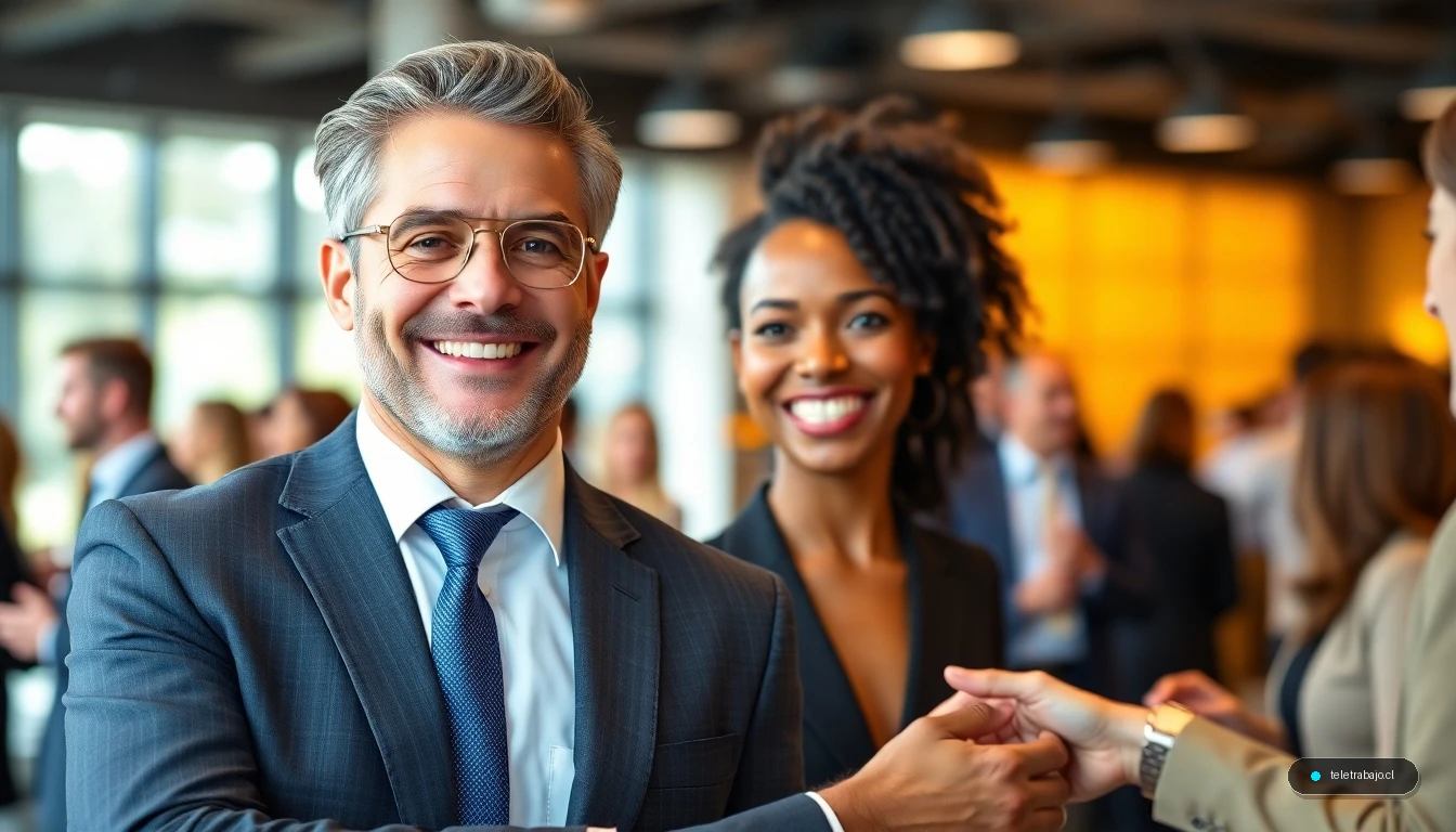 Profesional realizando networking efectivo en un evento empresarial moderno