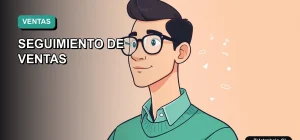 Ilustración vectorial plana de un trabajador remoto masculino revisando gráficos de ventas en una laptop, con fondo degradado verde azulado. Guía para Pymes.