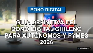 Guía del Bono Digital Chileno para trabajadores autónomos y pequeñas empresas en un escritorio moderno