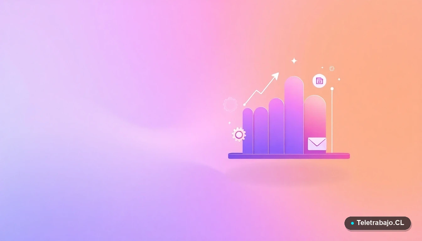 Elementos de interfaz de usuario abstractos y coloridos, como gráficos y engranajes flotantes, sobre fondo degradado lavanda, concepto de tecnología y subsidio digital para empresas.