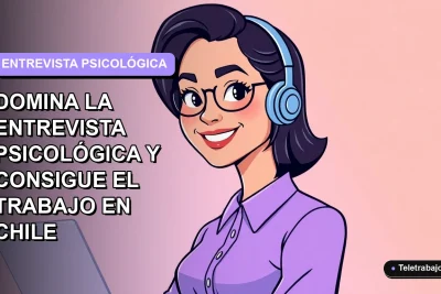 Ilustración plana vectorial de una mujer profesional chilena con blusa lila, sonriendo, sobre fondo degradado lavanda. Concepto de preparación para entrevista laboral.