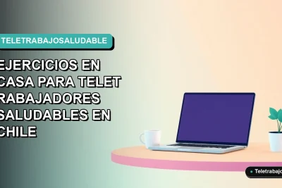 Ilustración vectorial plana moderna de un escritorio de teletrabajo minimalista con laptop, taza de café y planta, sobre un fondo degradado suave en tonos teal. Espacio negativo amplio a la izquierda.