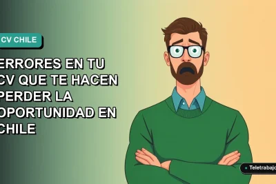 Ilustración plana de un trabajador masculino de tecnología con expresión de frustración, fondo degradado azul verdoso, concepto de errores en currículum.