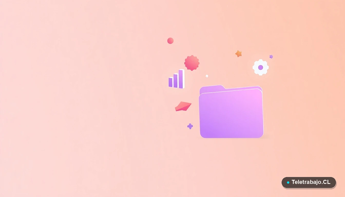 Composición abstracta de interfaz de usuario con gráficos y engranajes flotantes en colores lavanda y durazno, sobre fondo degradado, para artículo sobre desarrollo profesional.