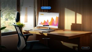 Guía definitiva de habilidades tecnológicas para conseguir teletrabajo en 2026, ilustrada con un moderno y cómodo escritorio en casa.