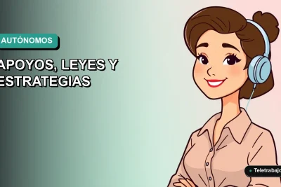 Ilustración plana vectorial de una trabajadora autónoma chilena sonriente, con fondo degradado azul verdoso, estilo corporativo moderno.