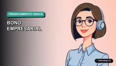 Ilustración vectorial plana de estilo Corporate Memphis mostrando a una trabajadora remota con blusa azul y lentes, sobre un fondo degradado verde azulado, representando la guía para calcular el bono SENCE.