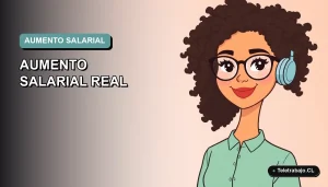Ilustración vectorial plana y moderna de una mujer profesional chilena sonriendo, con fondo degradado azul verdoso, representando el cálculo de remuneraciones.