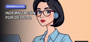 Ilustración vectorial plana y moderna de una trabajadora chilena con expresión profesional, sobre un fondo degradado lila suave. Concepto de cálculo de finiquito y derechos laborales.