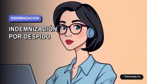 Ilustración vectorial plana y moderna de una trabajadora chilena con expresión profesional, sobre un fondo degradado lila suave. Concepto de cálculo de finiquito y derechos laborales.