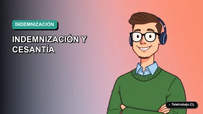 Ilustración vectorial plana de estilo premium de un trabajador masculino de tecnología calculando su finiquito. Fondo con gradiente suave de color teal.