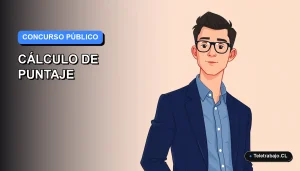 Ilustración vectorial plana de estilo moderno que representa una guía para calcular el puntaje final en concursos públicos en Chile.