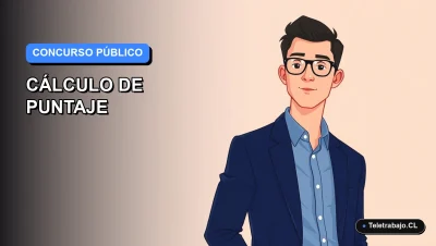 Ilustración vectorial plana de estilo moderno que representa una guía para calcular el puntaje final en concursos públicos en Chile.