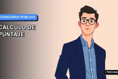 Ilustración vectorial plana de estilo moderno que representa una guía para calcular el puntaje final en concursos públicos en Chile.