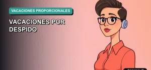 Ilustración vectorial plana de estilo Corporate Memphis de una trabajadora profesional chilena, con fondo degradado, representando el cálculo de vacaciones proporcionales tras un despido.