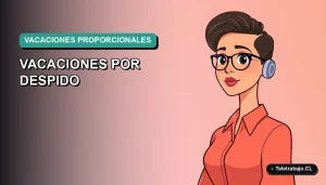 Ilustración vectorial plana de estilo Corporate Memphis de una trabajadora profesional chilena, con fondo degradado, representando el cálculo de vacaciones proporcionales tras un despido.