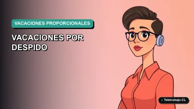 Ilustración vectorial plana de estilo Corporate Memphis de una trabajadora profesional chilena, con fondo degradado, representando el cálculo de vacaciones proporcionales tras un despido.