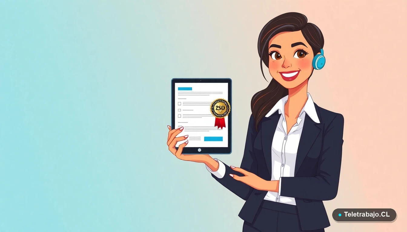 Mujer profesional chilena revisando su CV con certificación de inglés para teletrabajo