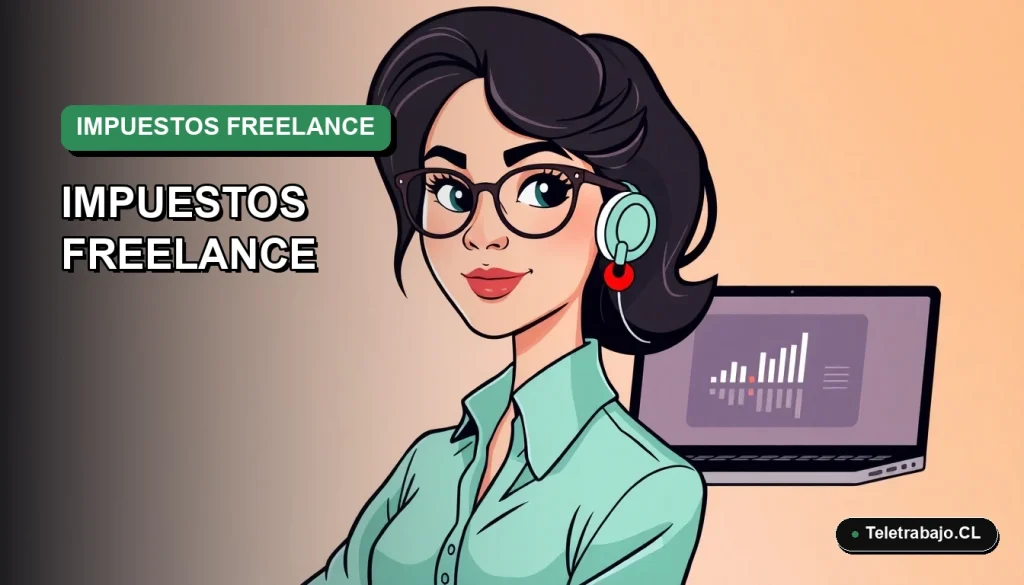 Ilustración vectorial plana de estilo premium que representa a una trabajadora freelance revisando finanzas en su laptop, sobre un fondo degradado vacío.