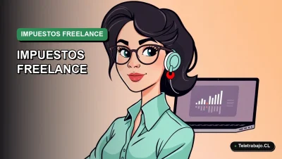 Ilustración vectorial plana de estilo premium que representa a una trabajadora freelance revisando finanzas en su laptop, sobre un fondo degradado vacío.