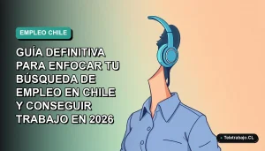 Ilustración vectorial plana de una mujer profesional chilena con blusa azul y corte de pelo moderno, sobre un fondo degradado suave de color verde azulado. Espacio negativo a la izquierda.